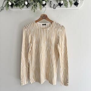 J. McLaughlin Brown Zebra Stripe Cotton Modal Sweater Xs VV3158